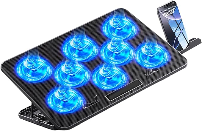 Ergonomic RGBs Laptop Coolers for Gaming Devices Universals 14-17.3inch Enhances Heat Transfer Metal Construction Fast Speed Laptop Coolers
