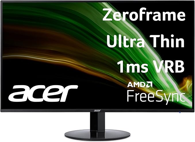 acer SB241Y Abi 23.8 Full HD (1920 x 1080) VA Zero-Frame Home Office Monitor | AMD FreeSync Technology | Ultra-Thin Stylish Design Vision Care | Low Blue Light | Tilt | HDMI &amp VGA Ports