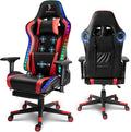 XOOFMASS Gaming Chair Massage Office Chair Gamer Chair PU Leather Racing Chair with Speakers &amp RGB LED Lights Ergonomic Computer Chair with Footrest &amp Lumbar Support for Adults TeenRed