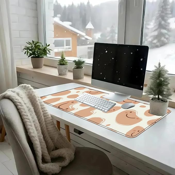 Heated Mouse Pad with 3 Temperature Settings(104°F–122°F)Large 31.5x13 Inch PU Leather Heated Desk MatWaterproof Warming Pad for OfficeGaming &amp Cold Hands ReliefAbstract Geometrical