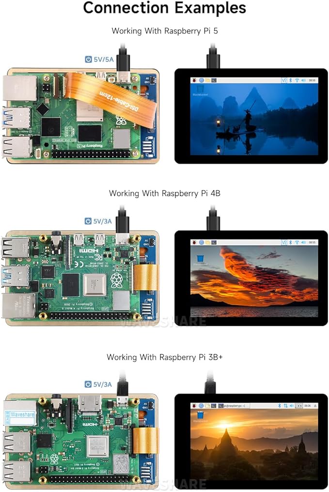waveshare 4inch Capacitive Touch Display Compatible with Raspberry Pi5/4B/3B+/3A+/CM3+/4 480×80 Resolution DSI Interface IPS Optical Bonding Screen