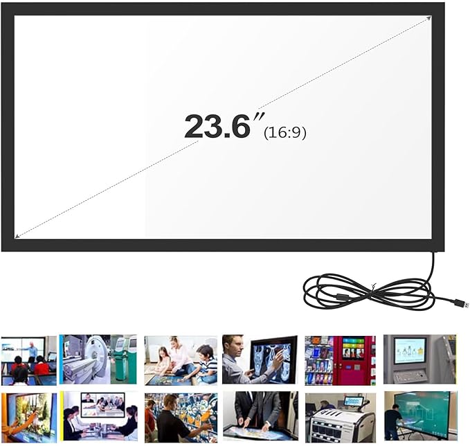 Bewinner Infrared Touch Frame Interactive IR Touch Overlay Panel for Education Digital Signage with USB InterfaceAluminum Alloy Touch Screen Overlay (23.6 inch)