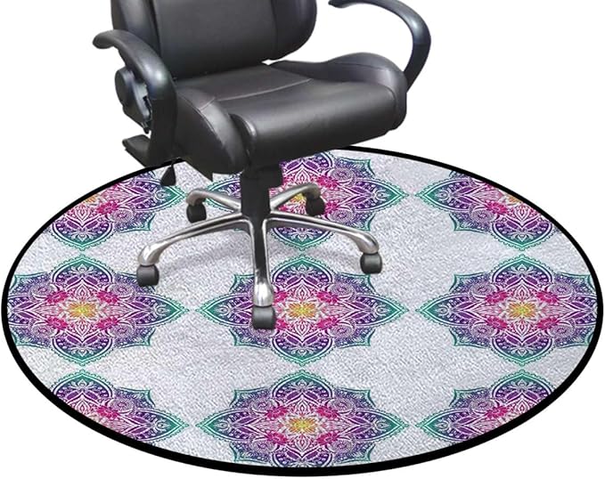 Blue Hardwood Floor Gaming Chair Mat Round Floor Mats for Office Chair Desk Chair Anti Slip Floor Protector for Rolling Chair Lucky Charm Chai Protection Stone Mystic Diameter 43.3 in