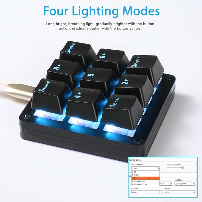 Koolertron Mechanical Numpad Macro Keyboard 9-Key Numeric Keypad LED Backlit Gaming Keyboard Fully Programmable Number Pad Keyboard Computer High Ground Mechanical Macro Number Keypad