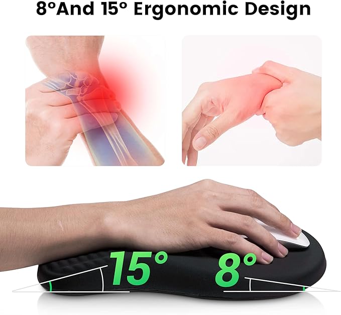MEKASS Christmas Mouse Pad Ergonomic Mouse Pad and Keyboard Wrist Rest Set Memory Foam Desk Wrist Support for Computer Keyboard Non-Slip Wrist Rest for Typing Gaming Office (Green Christmas Tree)
