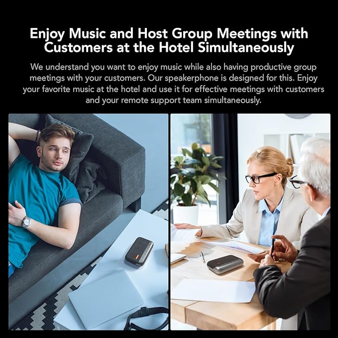 NUROUM A05B(2nd Gen) Bluetooth Conference Speaker and Microphone Portable Wireless Speakerphone with Noise Canceling Mic 16ft Voice Picked Up Computer Speakers for Desktop PC/Laptop/Business Trips