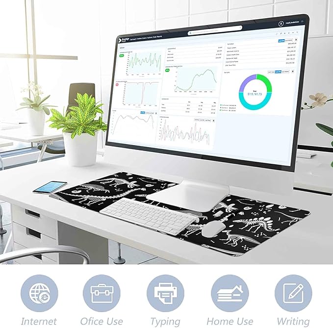 Dinosaurs Mouse Pads D ino Large Gaming Mouse Pad Non-Slip Desk Mat for Computers Laptop 35.4x15.7 in