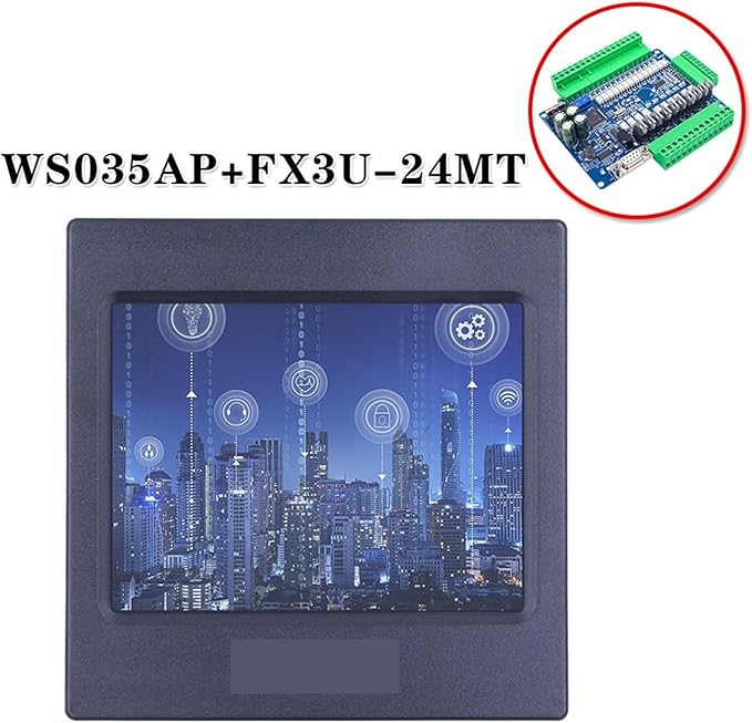 FX3U+HMI Support WS-035AP Touch Screen with FX3U-48MT -48MR -32MT -24MR -24MT -14MR -14MT RTU MODBUS RTC(with 3U-48MT)