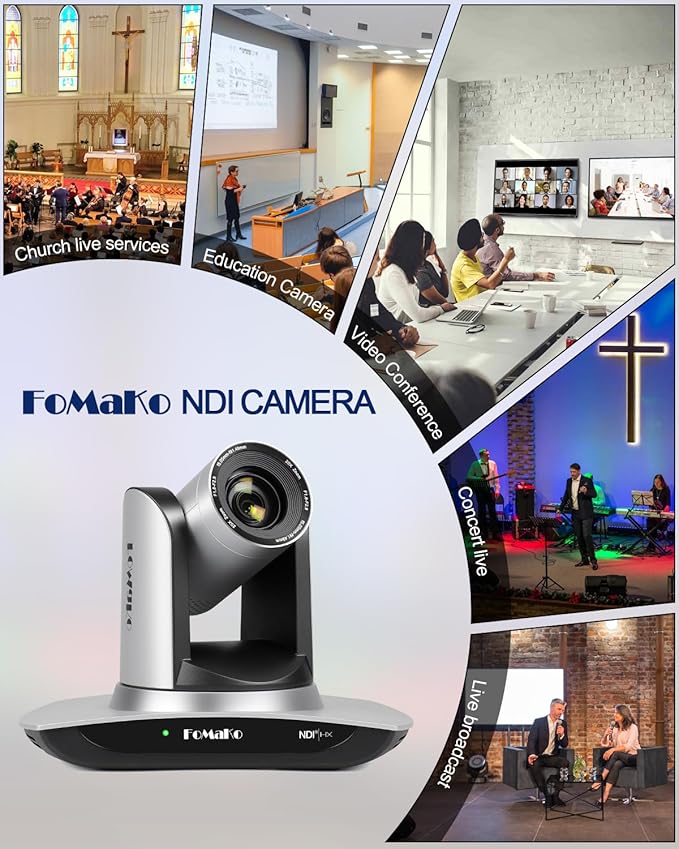 FoMaKo NDI PTZ Camera AI Auto-Tracking Gen 3 20x Optical Zoom for Texas Hold'em Livestreaming or Sports Live Production[ (FMK20UH NDI+KC608)