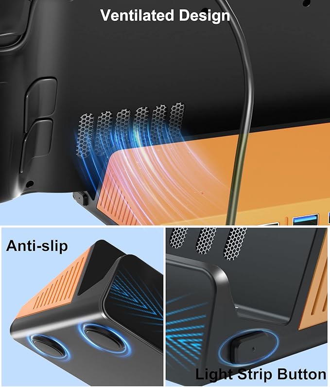 4K@60Hz 6-in-1 Docking Station Compatible with Steam Deck with HDMI 2.0 4 USB-A 3.0 and Full Speed Charging USB-C Port