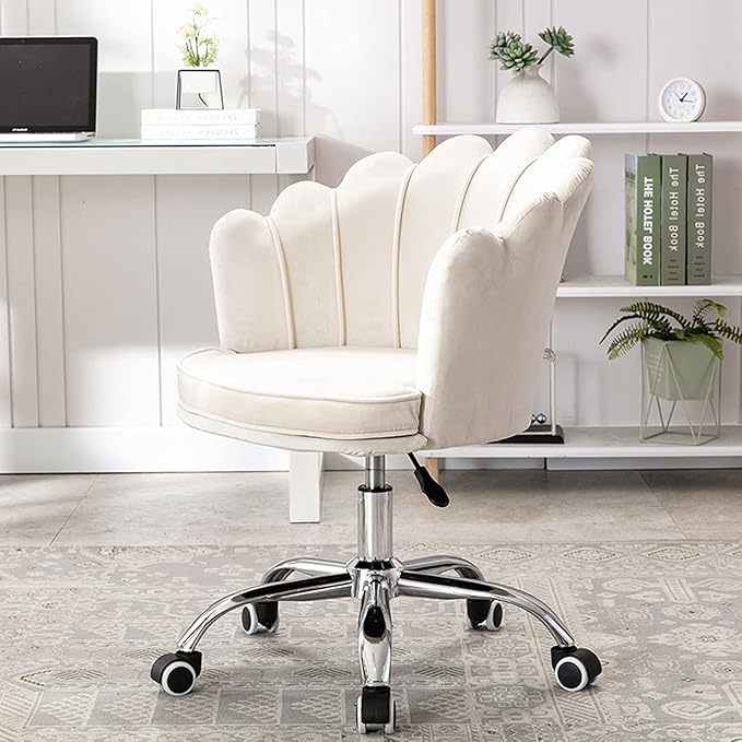Velvet Dresser Chair Ergonomic Office Game Chairs Bedroom Swivel Recliner Chair with Adjustable Sit Height Home Chair Living Room for Gaming