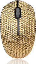 Diamond Crystal Handmade Bling Dazzling Wireless Mouse 2.4G Noiseless Mouse with USB Receiver Portable Computer Mice for PC Tablet Laptop Notebook - Gold