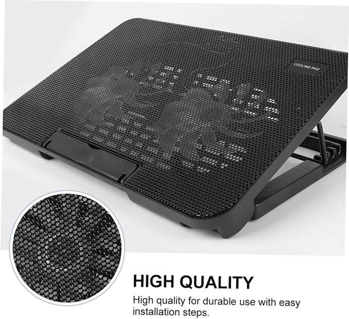 Portable Laptop Cooler USB Powered Fans Black Cooling Mat for Efficient Heat Dissipation for Gaming and Workstations Easy to Install
