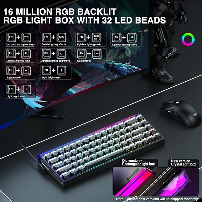 AULA Hero 68 HE 60% Gaming Keyboard Wired Hall Effect Magnetic Switch Keyboard with 8K Hz Polling Rate Side Printed PBT Keycaps RGB Backlit Light Box Customizable Web Software for PC/Mac Gamers