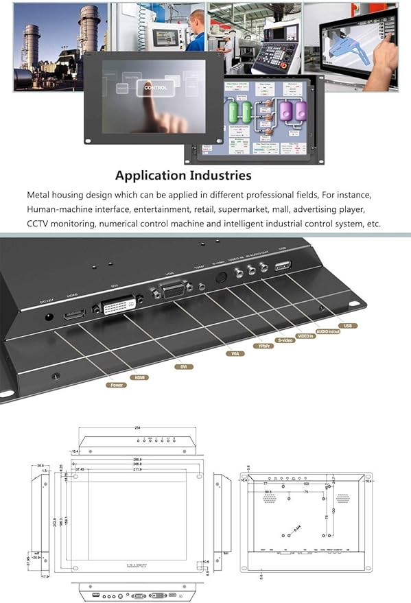 LILLIPUT 10.4 TK1040-NP/C/T-B 5-Wire resisitive 4:3 HDMI Open Frame Touch Screen