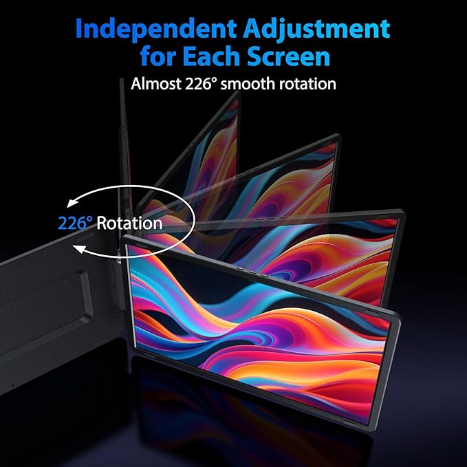 15.6 Laptop Screen Extender FHD 1080P IPS Portable Triple Monitor for Laptops 13.3-17.3 USB-C/HDMI Plug &amp Play 120% sRGB Low Blue Light Detachable Monitor Extender for Windows/MacOS