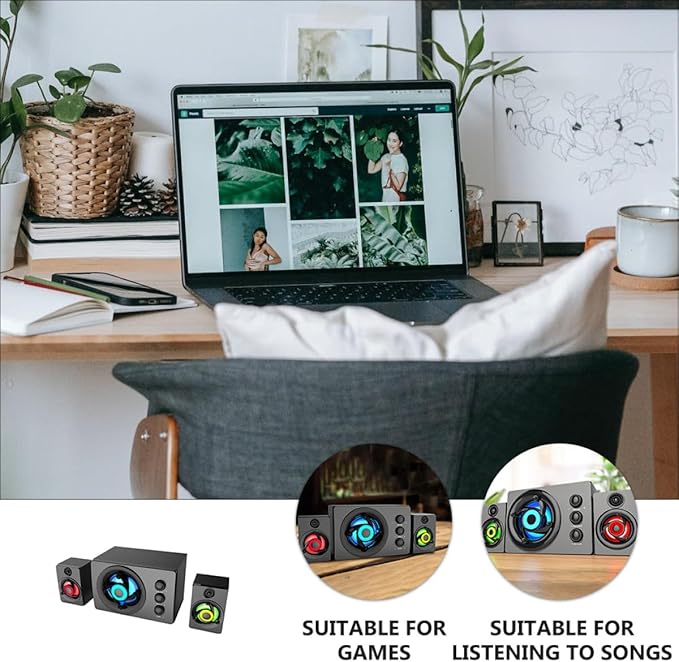 Wooden 2.1 Multimedia Stereo Soundbox with Subwoofer USB Powered Speaker for Desktop and Laptop Computer Audio Accessories
