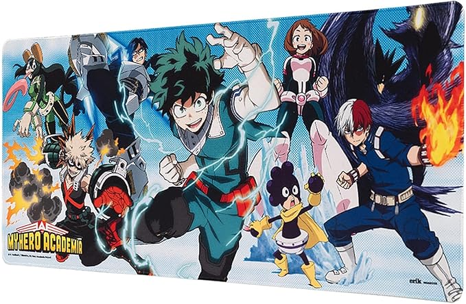 Erik Official My Hero Academia XXL Mouse Mat - Desk Pad - 31.5 x 13.78 Non-Slip Rubber Base Mouse Pad Gaming Mouse Pad Keyboard Mouse Mat - My Hero Academia Manga
