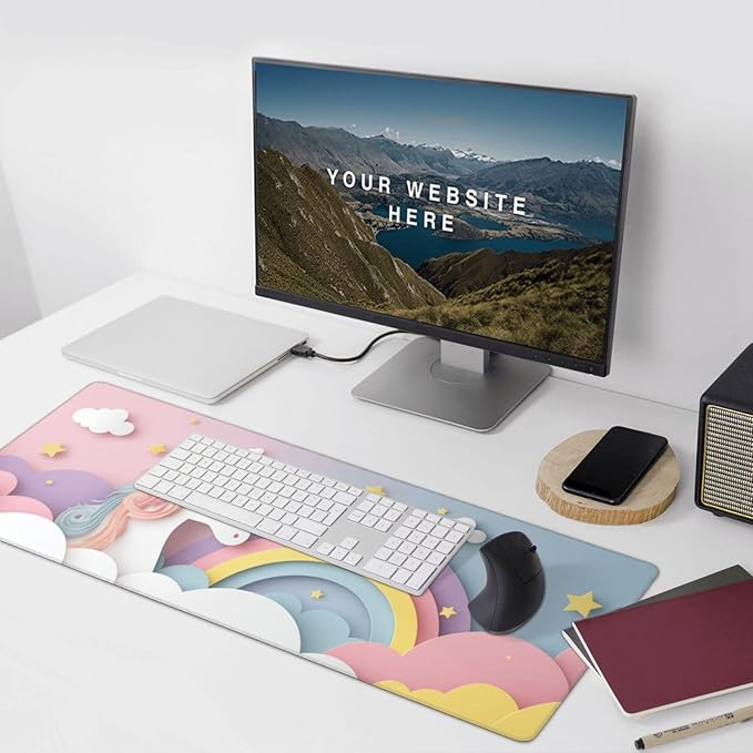Cute Unicorn Gaming Mouse Pad Non-Slip Rubber Base 2XL Mousepad with Stitched EdgesWaterproof Washable Mouse Mat for Desk Home Office Gaming 16x35.5in