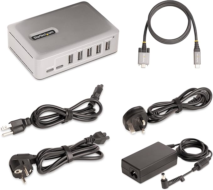 StarTech.com 7-Port USB-C Hub - 5X USB-A/2x USB-C - Self-Powered w/65W Power Supply - USB 3.1 10Gbps - Desktop/Laptop USB Hub w/3ft USB-IF Certified Locking Cable - USB C Splitter TAA