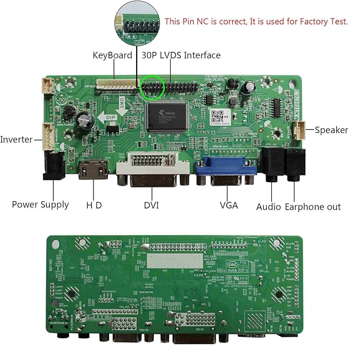VSDISPLAY VGA DVI Audio LCD Driver Board for 15.4 17 inch LTN154P1 LTN154P2 B154SW01 LTN154MT02 LP154WE2 QD15AL02 LP154W02 LTN170WP LTN170P2 LP171W02 LP171WE31680x1050 1CCFL 30Pin Panel