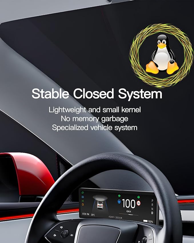 8.8 Smart LCD DisplayExclusive to 2024-2025 Model 3 HighlandOriginal Instrumentation Data/Carplay/Video InputsSafe InstallationNo Broken/No Hole