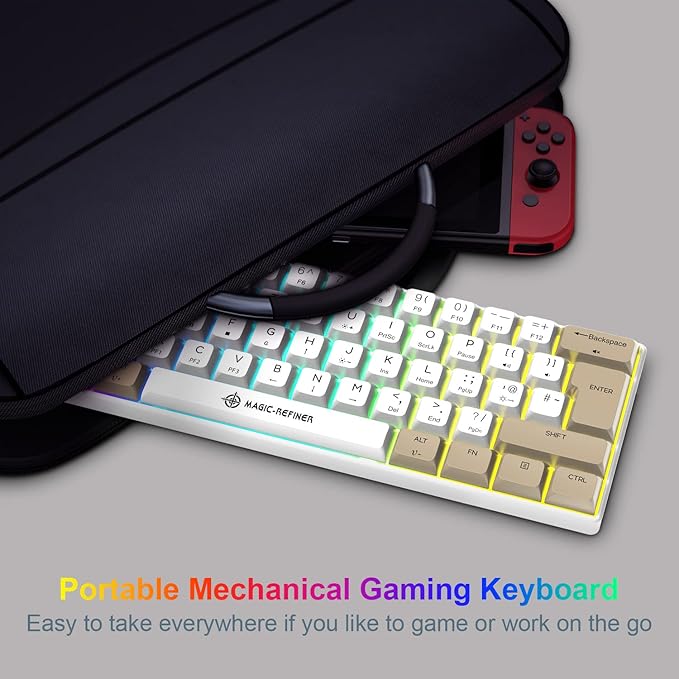 LexonElec 60% Mechanical Gaming Keyboard Blue Switches RGB Backlit Compact Mechanical Keyboard PBT Dye-Sub XDA Keycaps 62-Key Anti-Ghosting Mini Keyboard for Win/Mac/PS4/PC