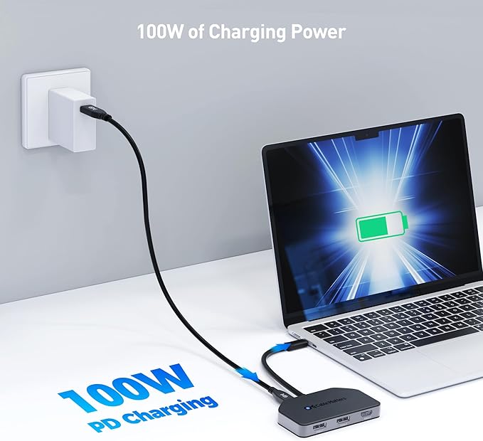 Cable Matters 4K@60Hz Triple Display USB C MST Hub (2X DisplayPort 1.4 1x HDMI 2.0) with 100W Charging for Windows - Not Compatible with macOS