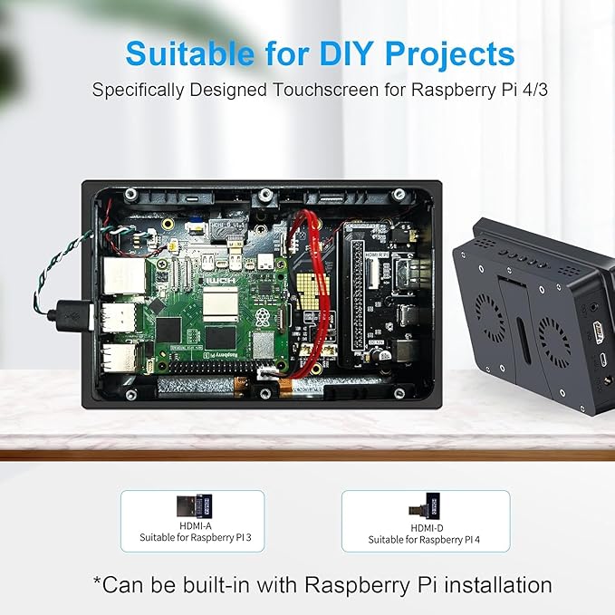 7 Inch Touchscreen for Raspberry Pi5-Point 1024 * 600 IPS touchscreen Portable Monitor with HDMI Interface Dual-Speaker for Raspberry Pi 5/4B/3B+/3B/B+ Jetson Nano Win11/10/8/7(7'' 1024*600-a)..