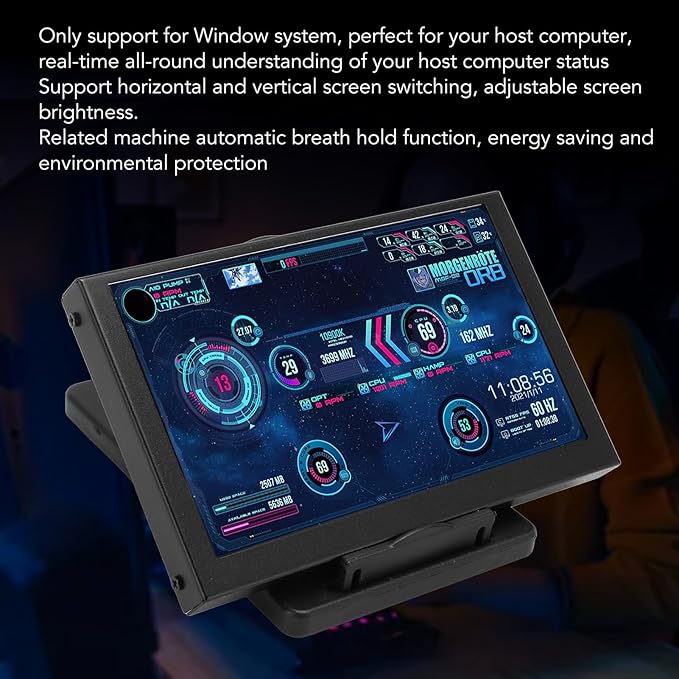 Yunseity 5 Inch Computer Temp Monitor Mini Secondary Screen PC Sensor Panel Monitor PC CPU HDD Data Monitor with DIY Theme for PC Case for Window System
