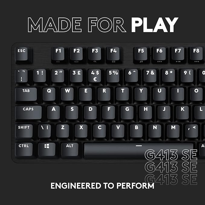 Logitech G413 SE Full-Size Mechanical Gaming Keyboard - Backlit Keyboard with Tactile Mechanical Switches Anti-Ghosting Compatible with Windows macOS - Black Aluminum