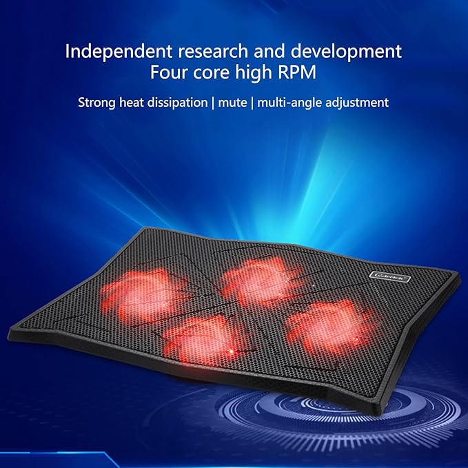 Laptop Cooling Pad Coolers for Notebook Gaming Fan Stable Stand Adjustable with 2 USB Port and Phone Holder Cooling Pad