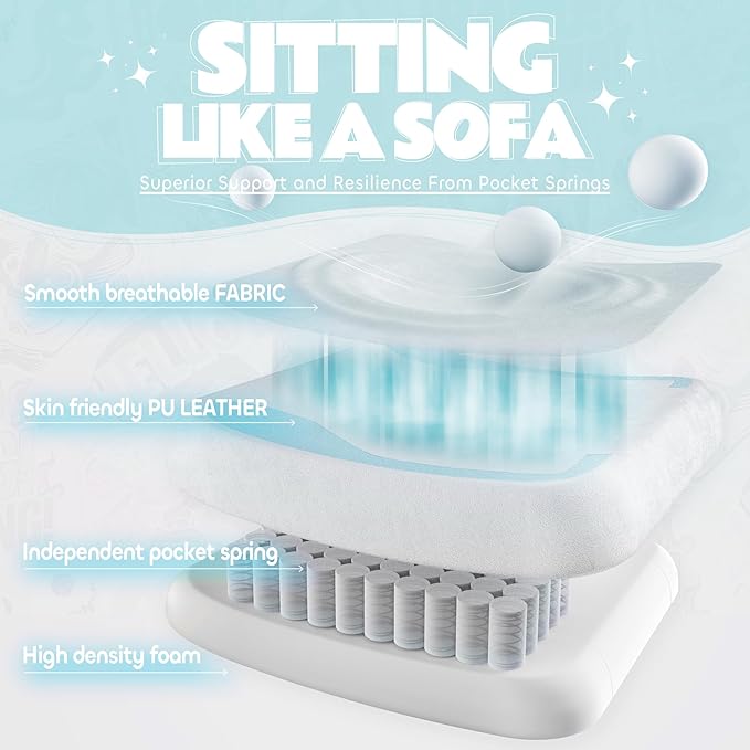 Gaming Chair Cute with Cat Ears Paw Lumbar and CushionErgonomic Computer Chair with FootrestReclining PC Game Chair for Girl Computer Chair 300lbs for Adult Aqua Blue