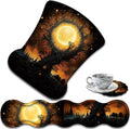Ergonomic Keyboard Wrist Support Pad and Wrist Support Mouse Pad Anti-Slip with Gel Memory Mouse Pad Set Suitable for Office Use/Home Use - Gothic Moon Sun