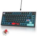75% Mechanical Gaming Keyboard Hot Swappable RGB Backlit Custom With Knob Gasket Mount USB Wired 82 Keys Black Blue Linear Red Switch (82 Black Blue)