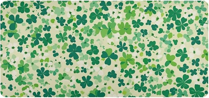 Mouse Pad Desk Mat Leather Desk Pad Large Gaming Desk Cover Protector Mat for Keyboard Computer Laptop Office Waterproof 35.4 x 16.5 Inch Saint Patricks Green Clovers
