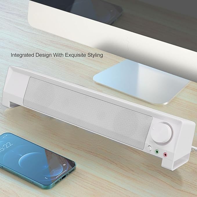 Keenso Computer Speakers Dual High Power Speakers and Digital Signal Processor Bass Technology Non Slip Pads and Space Saving Design with 3.5mm and USB Sound Input Ports for