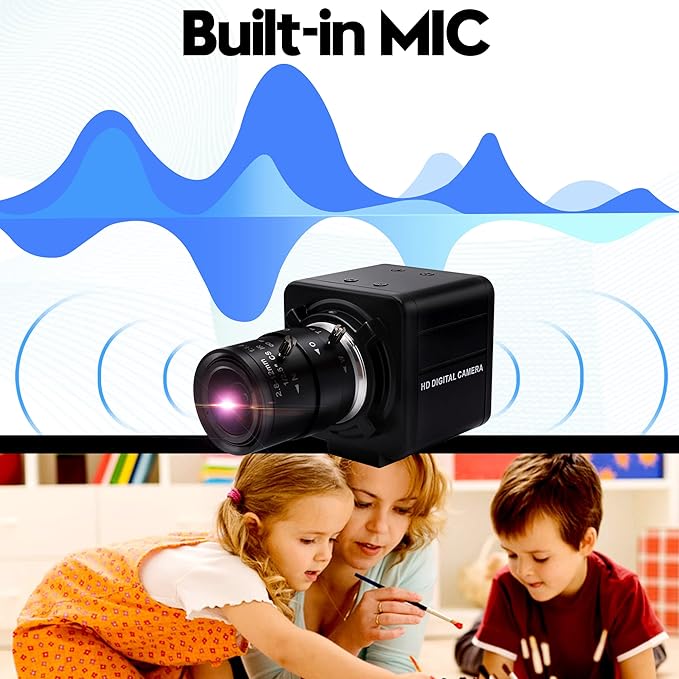 4K USB Camera 2.8-12mm Varifocal Manual Lens Webcam Ultra HD 4X Zoom with IMX317 Sensor for Windows Linux Raspberry Pi Mac OS