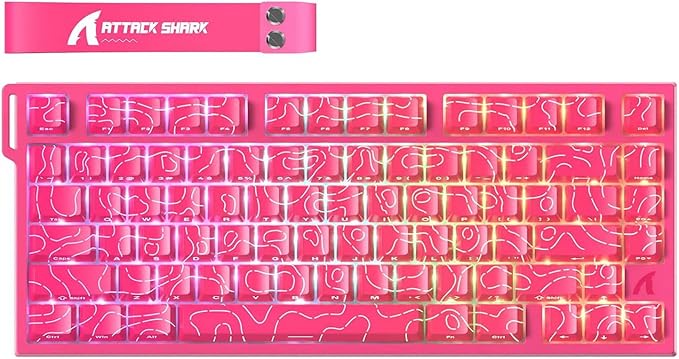 ATTACK SHARK R82HE Rapid Trigger Wired Mechanical Gaming Keyboard TKL NKRO RGB with 8K Polling0.005mm Accuracy256K Scan Rate5 Layer Sound DampedHall Effect Magnetic Switch for PC Mac(Rose Contour)