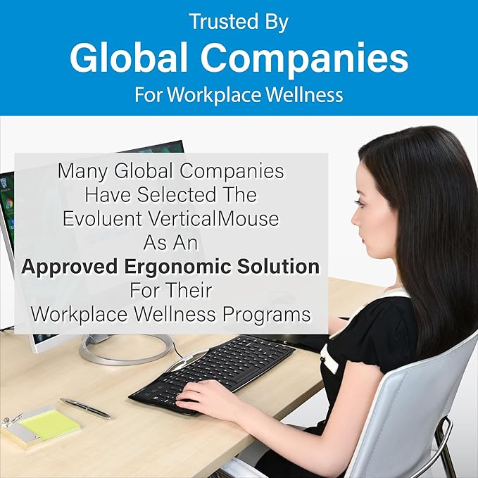 Evoluent – Inventor of the Vertical Mouse – VM4RW Ergonomic Vertical Mouse Right Hand Regular Size Wireless USB Sculpted for Comfort Reduces Wrist Strain 4 Speeds 6 Customizable Buttons in Windows
