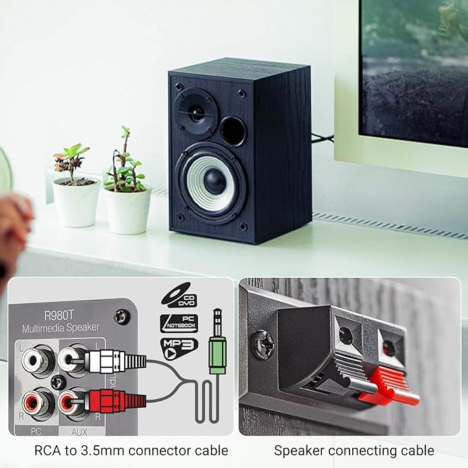 Edifier R980T 4 Active Bookshelf Speakers - 2.0 Computer Speaker - Powered Studio Monitor (Pair)