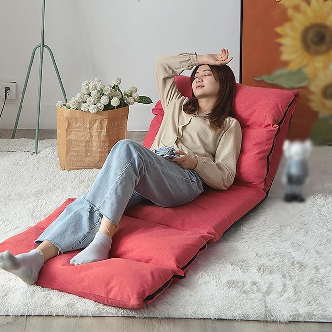 NaKeah Folding Floor Gaming Chair 5-Position Adjustable Cushioned Floor Lazy Sofa Chair for Adults Ideal for Reading Gaming MeditatingB