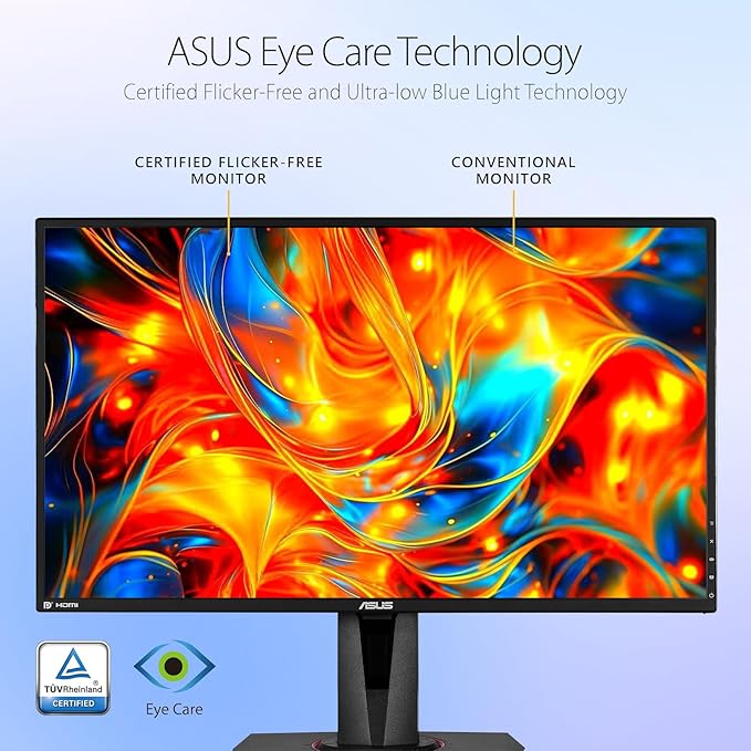 ASUS TUF 27 IPS Gaming Monitor 2K (2560 x 1440) LED Display 165Hz 1ms G-SYNC HDR 10 100% sRGB Anti-Glare M VESA Mountable Ajustable Stand DisplayPort x1 HDMI x2