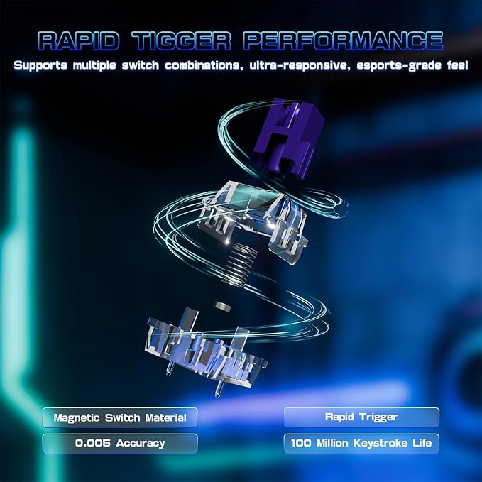 ATTACK SHARK R85 HE Wired 75% Rapid Trigger Mechanical RGB Gaming Keyboard with Custom Lightbox8KHz Polling Rate0.005mm RT Accuracy0.08MS LatencyHall EffectMagnetic SwitchDriver for PC-Moonlight