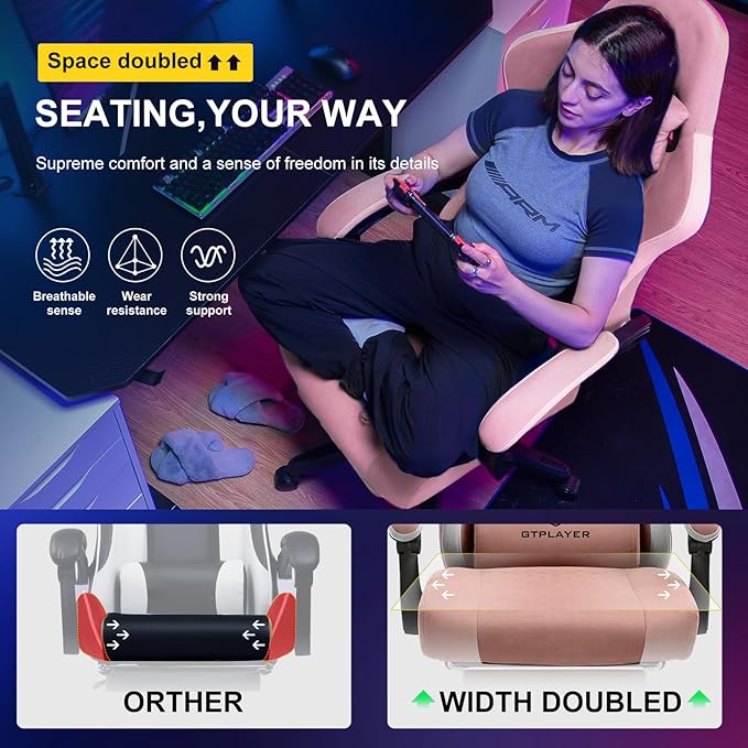 GTPLAYER Gaming Chair Computer Office Chair with Pocket Spring Cushion Linkage Armrests and Footrest High Back Ergonomic Computer Chair with Lumbar Support Task Chair with Footrest