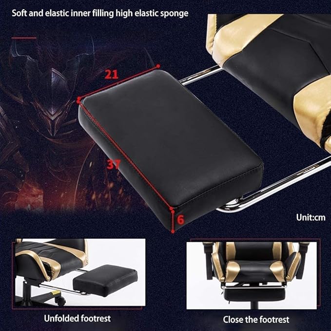 Office Chair E-Sports Chair Ergonomic Office Chair High Back Gaming Chair Swivel Chair Racing Chair Office Chair Computer Chair Chair (Color : Gold) Needed