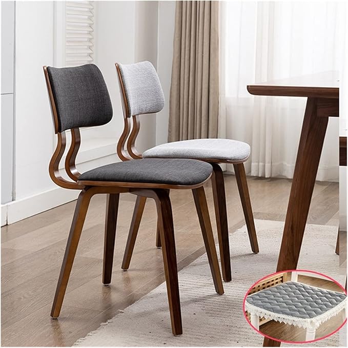 Adjustable Office Computer Chair with Armrest Solid Wood Dining Chairs Kitchen Furniture Hotel Restaurant Chair Household Backrest Room(Black-Walnut)