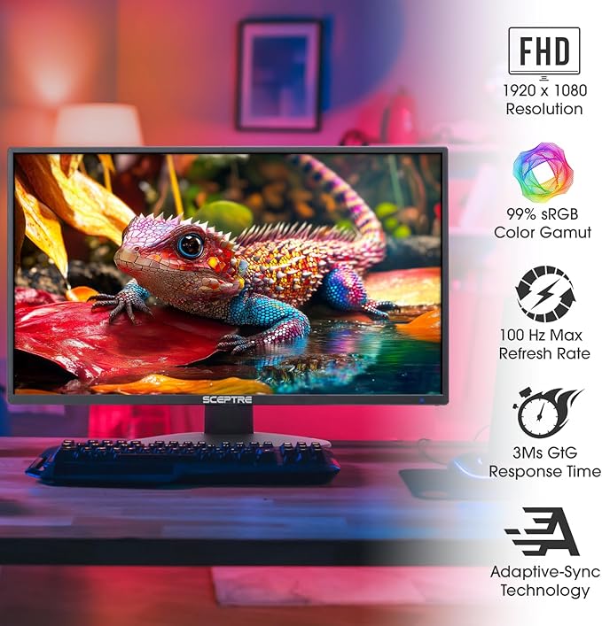 Sceptre New 22 Inch FHD LED Monitor 75Hz 2X HDMI VGA Build-in Speakers Machine Black (E22 Series) 1920 x 1080 Pixels