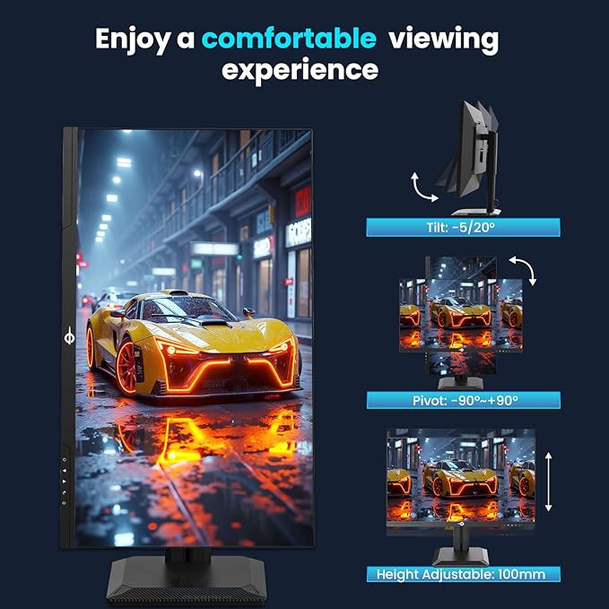 TITAN ARMY Gaming Monitor 27 Inch 4K@160Hz FHD@320Hz Fast IPS 1ms HDR400 Adaptive-Sync 135% sRGB VESA HDMI 2.1 DP 1.4 Swivel Tilt Height Pivot Adjustable P2712V