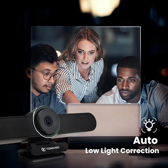 4K Webcam Conference Call TV Room Web Camera with Dual Microphones &ampSpeaker | All-in-One USB Video Camera 116° Wide Angle AI Auto Framing | Compatible with Zoom OBS